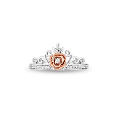 Belle Rose Diamond Tiara Ring in Sterling Silver and 10K Rose Gold (1/10 ct. tw.)