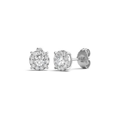 Lab Grown Diamond Round Halo Earrings in 14K White Gold (1/2 ct. tw.)