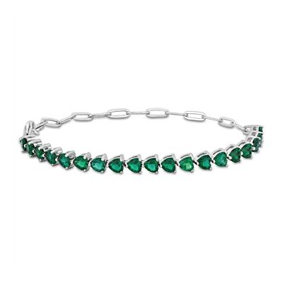 Lab-Created Emerald Tennis Bracelet in Sterling Silver