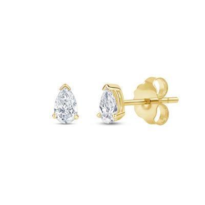 Lab Grown Diamond Pear-Shaped Solitaire Stud Earrings in 14K Yellow Gold (1/4 ct. tw.)