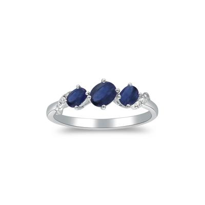 Blue Sapphire and Diamond Accent Ring in 10K White Gold