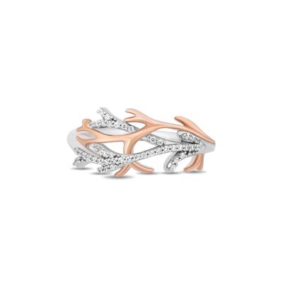 Ariel Diamond Coral Ring in Sterling Silver and 10K Rose Gold (1/10 ct. tw.)