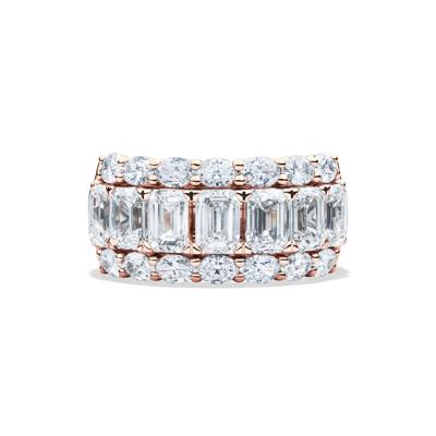 Lab Grown Diamond Emerald and Round Multi-Row Band in 14K Rose Gold (5 ct. tw.)