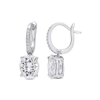 Moissanite Drop Earrings with Oval Stones in Sterling Silver (6 1/10 ct. dew)