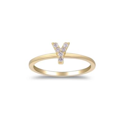 Diamond Accent "Y" Initial Ring in 10K Yellow Gold