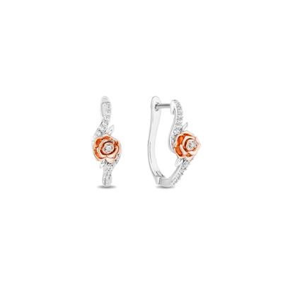 Belle Rose Diamond Hoop Earring in Sterling Silver & 10 Rose Gold (1/5 ct. tw.)