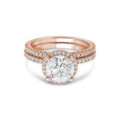 Lab Grown Diamond Round Halo Bridal Set in 14K Rose Gold (2 3/4 ct. tw.)