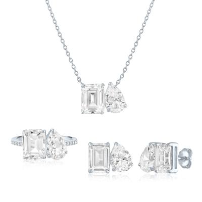 Toi et Moi Lab-Created White Sapphire Box Set in Sterling Silver