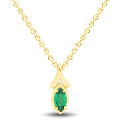 Lab-Created Emerald Marquise-Cut Pendant in Vermeil