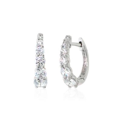 Lab-Created White Sapphire Graduated Hoop Earrings in Sterling Silver