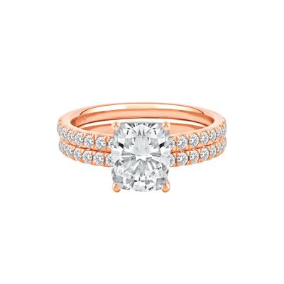 Charlotte Lab Grown Diamond Elongated Cushion-Cut Engagement Ring Set in 14K Rose Gold (2 3/4 ct. tw.)