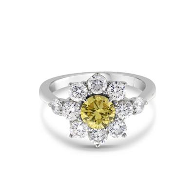 Lab Grown Yellow Diamond Starburst Ring in 14K White Gold (2 ct. tw.)