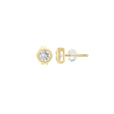 Children’s Cubic Zirconia Stud Earrings in 14K Yellow Gold, 5MM