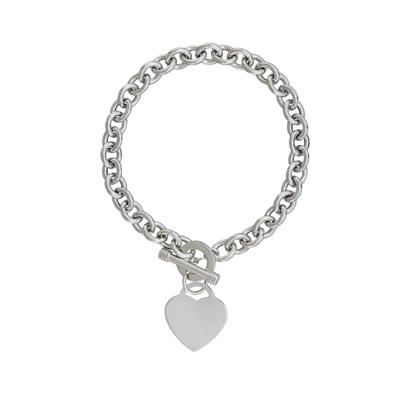 Heart Toggle Bracelet with Rolo Chain in Sterling Silver