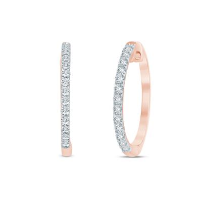 Lab Grown Diamond Hinged-Back Hoop Earrings in 10K Rose Gold (1/4 ct. tw.)