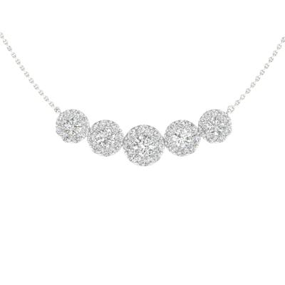 Lab Grown Diamond Five-Halo Necklace in 14K White Gold (2 ct. tw.)