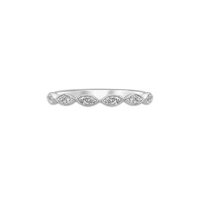 Milgrain Anniversary Band with Diamonds in 10K White Gold (1/7 ct. tw.)