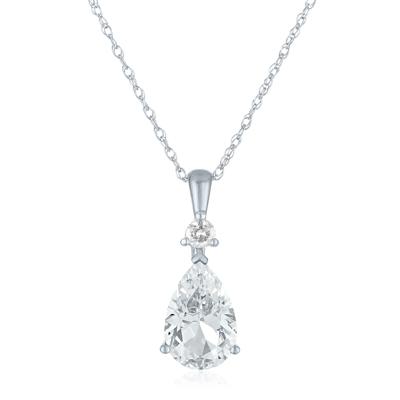 Lab-Created White Sapphire Pendant in 10K White Gold