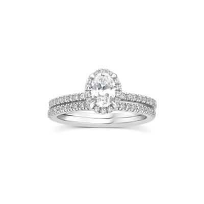 Lab Grown Diamond Oval Center Bridal Set in 10K White Gold (1 ct. tw.)