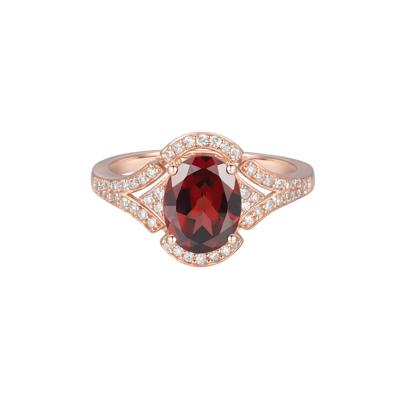 Garnet & 1/4 ct. tw. Diamond Ring in 10K Rose Gold