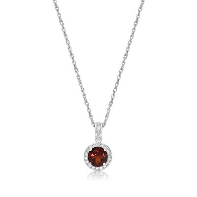 Garnet & 1/10 ct. tw. Diamond Pendant in Sterling Silver
