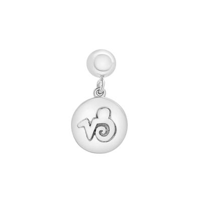Capricorn Zodiac Disc Bead Charm in Sterling Silver