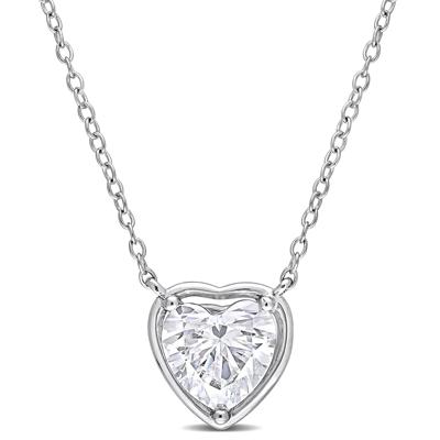 Heart-Shaped Moissanite Necklace in Sterling Silver (2 ct. dew)