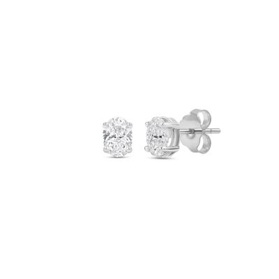 Lab Grown Diamond Oval-Shaped Solitaire Stud Earrings in 14K White Gold (1/4 ct. tw.)