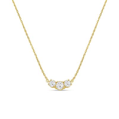 Lab Grown Diamond Three-Stone Necklace in 14K Yellow Gold (1 ct. tw.)