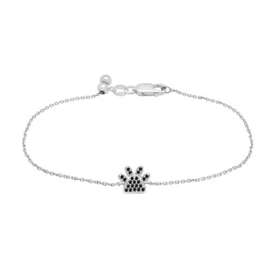 Black Onyx Paw Print Bracelet in Sterling Silver