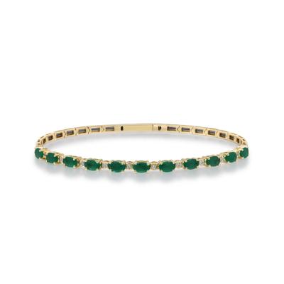 Emerald and Diamond Bracelet in 14K Yellow Gold (1/10 ct. tw.)