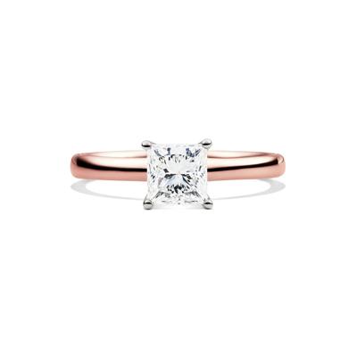 Diamond Princess Cut Solitaire Engagement Ring in 14K Rose Gold (1 ct.)