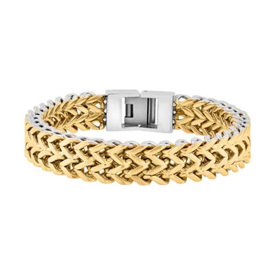 Double Franco Link Bracelet in Yellow Ion-Plated Stainless Steel, 12mm, 8.5"