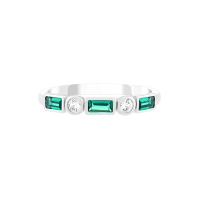 Lab-Created Emerald and Lab-Created White Sapphire Ring in Sterling Silver