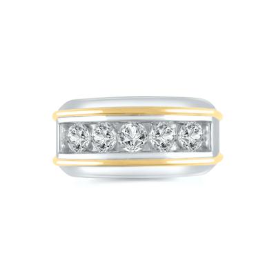 Lab Grown Diamond Five-Stone Wedding Ring in 14K White and Yellow Gold (2 ct. tw.)
