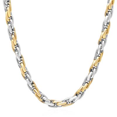 High-Polished Rope Chain in Two-Tone Ion Plated Stainless Steel, 5MM, 24"