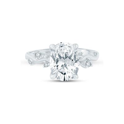 Lab Grown Diamond Oval Engagement Ring in 14K White and Yellow Gold (3 ct. tw.)