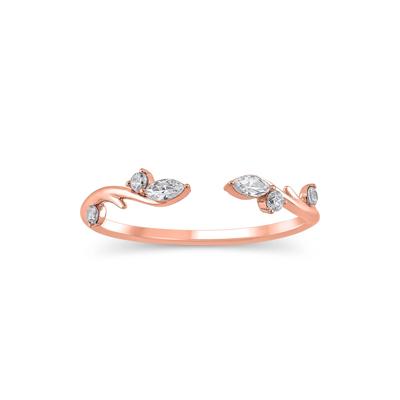 Lab Grown Diamond Round & Marquise Open Stacking Ring in 14K Rose Gold (1/7 ct. tw.)
