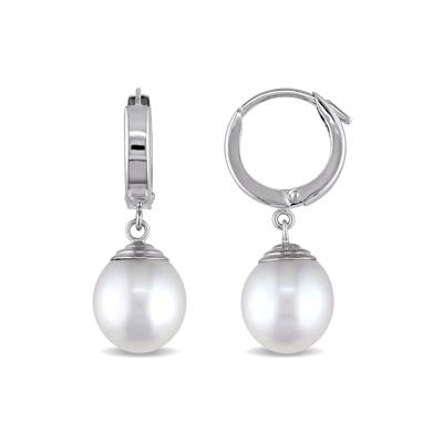 South Sea Pearl Drop Earrings in 14K White Gold