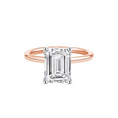 Lab Grown Diamond Emerald-Cut Solitaire Ring in 14k Rose Gold (3 ct.)