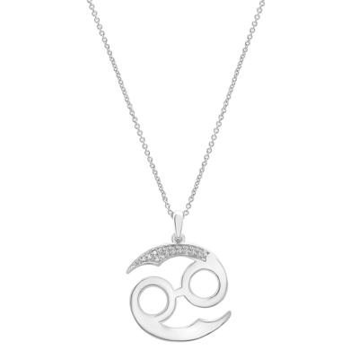 Diamond Accent Cancer Pendant in Sterling Silver