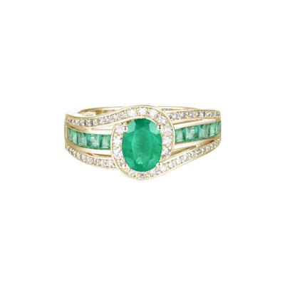 Emerald and Diamond Band in 10K Yellow Gold (3/8 ct. tw.)