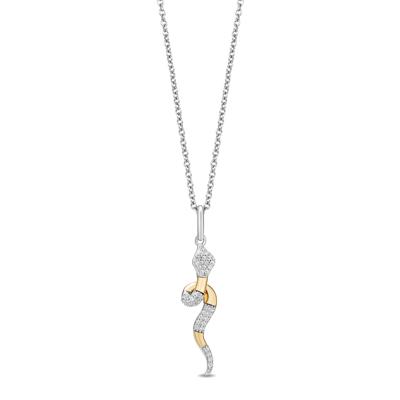Jafar Diamond Snake Pendant in Sterling Silver and 10K Yellow Gold (1/8 ct. tw.)