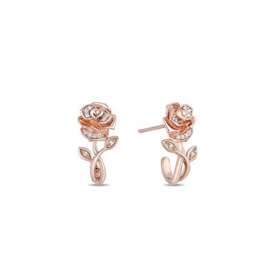Enchanted Disney Diamond Belle Earrings in 10K Rose Gold
