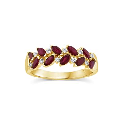 Ruby & Diamond Band in 10K Yellow Gold (1/8 ct. tw.)