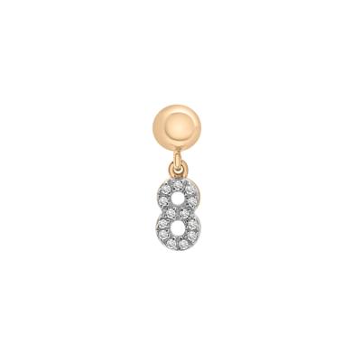 Diamond Accent Number 8 Bead Charm in Vermeil
