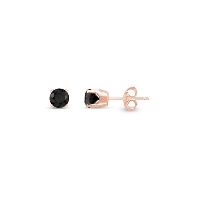 1 ct. tw. Black Diamond Stud Earrings in 14K Rose Gold