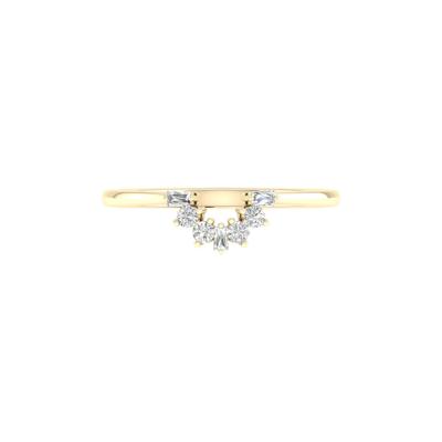 Round and Baguette Diamond Contour Band in 14K Yellow Gold (1/7 ct. tw.)