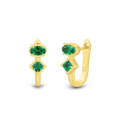 Lab-Created Emerald Lever-back Earrings in Vermeil