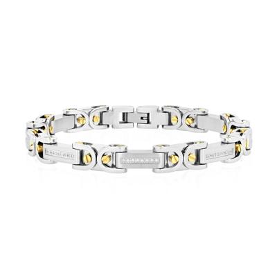Men's Byzantine Diamond Link Bracelet in Stainless Steel (1/4 ct. tw.)
